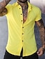 billiga herrskjorta med knäppning-Herr Skjorta Knapp upp skjorta Casual skjorta Sommarskjorta Svart Vit Gul Rubinrött Himmelsblå Kortärmad Slät Nedvikt Ledigt Dagligen Button-Down Kläder Mode Lättvikt Bekväm Stor och hög