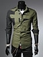 billige Skjorter til mænd-Herre Jakkesætsskjorter Button Up skjorte Skjorte med krave Militærgrøn. Sort Hvid Langærmet Farveblok Krave Forår Efterår Bryllup udendørs Tøj Patchwork