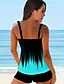 cheap Tankinis-Women&#039;s Swimwear Tankini Swim Dress 2 Piece Normal Swimsuit Backless 2 Piece Modest Swimwear Printing Adjustable Print Multi Color White Blue Rose Red Padded Strap Bathing Suits Sexy Vacation Beach
