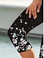 preiswerte Leggings-Damen Schnitt Polyester Blume Schwarz Brautkleider schlicht Wadenlänge Casual