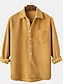 cheap Men&#039;s  Overshirts-Men&#039;s Popover Shirt Casual Shirt Corduroy Shirt Overshirt Black Yellow Red Long Sleeve Plain Collar Daily Clothing Apparel
