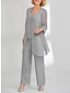 cheap Mother of the Bride Pantsuits-3 Piece Mother of the Bride Dress Wedding Guest Elegant Simple Scoop Neck Ankle Length Chiffon Lace Long Sleeve with Solid Color 2024