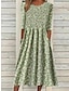 Χαμηλού Κόστους Print Φορέματα-Γυναικεία Φλοράλ Ditsy Floral Σουρωτά Στάμπα Στρογγυλή Ψηλή Λαιμόκοψη Μίντι φόρεμα Καθημερινά Διακοπές Μισό μανίκι Καλοκαίρι Άνοιξη
