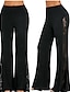 זול מכנסיים לנשים-בגדי ריקוד נשים מכנסיים מתרחבים מידות גדולות פוליאסטר אחיד שחור אופנתי באורך מלא קזו&#039;אל סוף שבוע