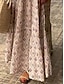 halpa Kuvioidut mekot-Naisten Rento mekko Kukka Geometrinen Painettu V kaula-aukko Maksimekko Vapaa-aika Deitti Loma 3/4 hiha Kesä Kevät