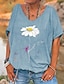 abordables Camisetas de mujer-Mujer Camiseta Floral Estampado Festivos Fin de semana Básico Manga Corta Escote en Pico Negro