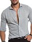 cheap Men&#039;s Button Up Shirts-Men&#039;s Shirt Button Up Shirt Casual Shirt Black Gray Long Sleeve Plain Turndown Daily Vacation Clothing Apparel Fashion Casual Comfortable