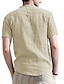 cheap Cotton Linen Shirt-Men&#039;s Shirt Summer Shirt Beach Shirt White Royal Blue Apricot Short Sleeve Plain Henley Summer Casual Daily Clothing Apparel Front Pocket