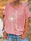 economico T-Shirt da donna-Per donna maglietta Floreale Stampa Per eventi Fine settimana Essenziale Manica corta A V Nero