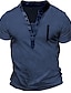 tanie Męskie koszulki casual-Męskie Podkoszulek Koszula Henley Koszulka Równina Henley Ulica Urlop Krótkie rękawy Odzież Moda Designerskie Podstawowy