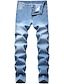 baratos Jeans Masculino-Homens Jeans Calças Calças jeans Bolsos Tecido Conforto Respirável Ao ar livre Diário Para Noite Denim Moda Casual Azul Claro