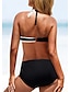 preiswerte Bikini-Sets-Damen Normal Badeanzug Bikinis Bademode 2 teilig Streifen Print Gestreift Strandbekleidung Push-Up Hosen Badeanzüge