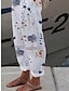 levne grafické spodky-Dámské Plátěné kalhoty Kalhoty Umělý len Vydutý Tisk Plná délka Bílá / bílá