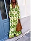 olcso Mintás ruhák-Női hétköznapi ruha Hasított Nyomtatott V-alakú Maxi hosszú ruha Napi Randi Hosszú ujj Nyár Tavasz