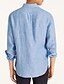 preiswerte Baumwoll-Leinenhemd-Herren leinenhemd Lässiges Hemd Sommerhemd Weiß Rosa Himmelblau Langarm Glatt Tabkragen Frühling Sommer Casual Täglich Bekleidung