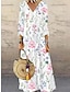 cheap Print Dresses-Women&#039;s Casual Dress Floral Print V Neck Maxi long Dress Casual Daily Vacation 3/4 Length Sleeve Summer Spring