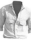 Χαμηλού Κόστους Βαμβακερό Λινό Πουκάμισο-Ανδρικά Βαμβακερό λινό πουκάμισο Καλοκαιρινό πουκάμισο Πουκάμισο παραλίας Λευκό Θαλασσί Χακί Μακρυμάνικο Σκέτο Πέτο Ανοιξη καλοκαίρι Causal Καθημερινά Ρούχα Μπροστινή τσέπη