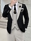 billiga Kostymer-Svart + beige svart+mörkgrå Svart+Ljusgul Herr Bröllop Kostymer 3 delar set Solid färg Skräddarsydd passform Singelknäppt 1 Knapp 2023