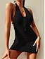 cheap Sweaters &amp; Cardigans-Women&#039;s Sweater Dress Jumper Crochet Knit Hollow Out Open Back Solid Color Halter Stylish Sexy Daily Date Summer Spring Black White S M L