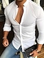 billige skjorte med knapper til mænd-Herre Skjorte Button Up skjorte Casual skjorte Sommer skjorte Sort Hvid Navyblå Blå Langærmet Vanlig Båndkrave Daglig Ferierejse Tøj Mode Designer Afslappet Bekvem