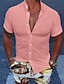 cheap Men&#039;s Button Up Shirts-Men&#039;s Shirt Button Up Shirt Casual Shirt Summer Shirt Black White Pink Red Blue Short Sleeve Plain Band Collar Daily Vacation Clothing Apparel Fashion Casual Comfortable