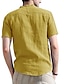 cheap Cotton Linen Shirt-Men&#039;s Shirt Summer Shirt Beach Shirt White Royal Blue Apricot Short Sleeve Plain Henley Summer Casual Daily Clothing Apparel Front Pocket