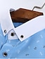 رخيصةأون قمصان رجالية-رجالي قميص رسمي أسود أبيض أزرق بحري داكن كم قصير منقوشة / مخطط / شيفرون قبعة القميص للربيع والصيف زفاف المكتب &amp; الوظيفة ملابس