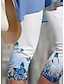 levne grafické spodky-Dámské šortky capri Polyester Tisk Telecí délka Vodní modrá