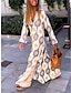 olcso Mintás ruhák-Női hétköznapi ruha Hasított Nyomtatott V-alakú Maxi hosszú ruha Napi Randi Hosszú ujj Nyár Tavasz
