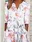 cheap Print Dresses-Women&#039;s Floral Ruched Pocket V Neck Midi Dress Daily Vacation 3/4 Length Sleeve Summer Spring