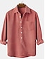 cheap Men&#039;s  Overshirts-Men&#039;s Popover Shirt Casual Shirt Corduroy Shirt Overshirt Black Yellow Red Long Sleeve Plain Collar Daily Clothing Apparel