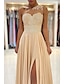 cheap Prom Dresses-A-Line Prom Dresses Sexy Dress Formal Wedding Guest Court Train Sleeveless One Shoulder Chiffon with Slit Appliques 2024