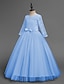 abordables Robes de fête-robe pour enfants petites filles dentelle florale couleur unie fête de mariage soirée évider blanc bleu violet dentelle tulle maxi à manches courtes fleur robes vintage robes 3-13 ans