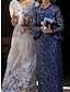 cheap Plus Size Mother of the Bride Dresses-Sheath / Column Mother of the Bride Dress Wedding Guest Elegant Party Sparkle &amp; Shine Jewel Neck Ankle Length Sequined Long Sleeve with Lace Ruffles 2024
