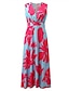 cheap Print Dresses-Women&#039;s Casual Dress Swing Dress Floral Dress Long Dress Maxi Dress Green Blue Pink Sleeveless Floral Print Spring Summer Deep V Hot Daily 2023 S M L XL XXL