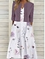 cheap Print Dress Sets-Women&#039;s Two Piece Dress Set Casual Dress Print Dress Outdoor Daily Fashion Elegant Pocket Print Midi Dress V Neck Half Sleeve Floral Regular Fit Pink Blue Purple Summer Spring S M L XL XXL