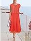 זול שמלות לאם הכלה-מעטפת \ עמוד שמלה לאם הכלה  אורחת חתונה אלגנטית וינטאג&#039; סקופ צוואר באורך הקרסול שיפון תחרה רצועות עם קפלים צבע אחיד 2024