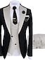 billiga Kostymer-Svart + beige svart+mörkgrå Svart+Ljusgul Herr Bröllop Kostymer 3 delar set Solid färg Skräddarsydd passform Singelknäppt 1 Knapp 2023