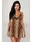 cheap Sexy Lingerie-Sexy Women&#039;S Suspender Deep V Leopard Print Nightdress Side Open Underwear