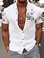 billiga fritidsskjortor för män-Herr Skjorta Button Down skjorta Sommarskjorta Svart Vit Vin Marinblå Kortärmad Hög krage Dagligen Kläder Mode Kinesisk stil Bekväm