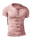 お買い得  メンズカジュアルTシャツ-男性用 Tシャツ ソリッド ヘンリー 3Dプリント プラスサイズ アウトドア カジュアル 半袖 ボタンダウン 衣類 ファッション デザイナー ヴィンテージ ベーシック