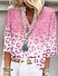 billige Bluser og skjorter til kvinner-Dame Skjorte Bluse Leopard Trykt mønster Avslappet Grunnleggende Neon og lyst 3/4 ermer V-hals Rosa