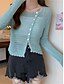 cheap Cardigans-Women&#039;s Cardigan Sweater Jumper Crochet Knit Button Solid Color Crew Neck Stylish Casual Daily Going out Summer Spring Black White One-Size