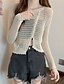 cheap Cardigans-Women&#039;s Cardigan Sweater Jumper Crochet Knit Button Solid Color Crew Neck Stylish Casual Daily Going out Summer Spring Black White One-Size