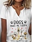 preiswerte T-Shirts für Damen-Damen T Shirt Henley Shirt Hund Buchstabe Täglich Wochenende Bedruckt Schwarz Kurzarm Basic V Ausschnitt
