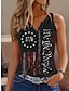 cheap Tank Tops &amp; Camis-Women&#039;s Tank Top Color Block Print Casual Basic Sleeveless V Neck Black