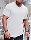 お買い得  メンズカジュアルTシャツ-男性用 Tシャツ 平織り Ｖネック 半袖 衣類 筋 スリムフィット 快適 大きくて背が高い