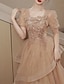 Χαμηλού Κόστους Φορέματα NYE-Γραμμή Α Φορέματα για πάρτι Κομψό Φόρεμα Επισκέπτης γάμου Χοροεσπερίδα Μακρύ Κοντομάνικο Τετράγωνη Λαιμόκοψη Τούλι με Φιόγκος(οι) Πούλιες 2024