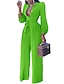 cheap Party Jumpsuits-Jumpsuits for Women Summer Dressy Button High Waist Solid Color Shirt Collar Business Office Christmas Work Regular Fit Long Sleeve Black Fuchsia Orange S M L