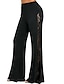 preiswerte Damenhosen-Damen Ausgestellte Hosen Übergröße Polyester Glatt Schwarz Modisch In voller Länge Casual Wochenende